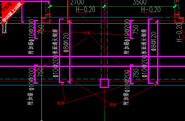 图纸上部筋和下部筋图片